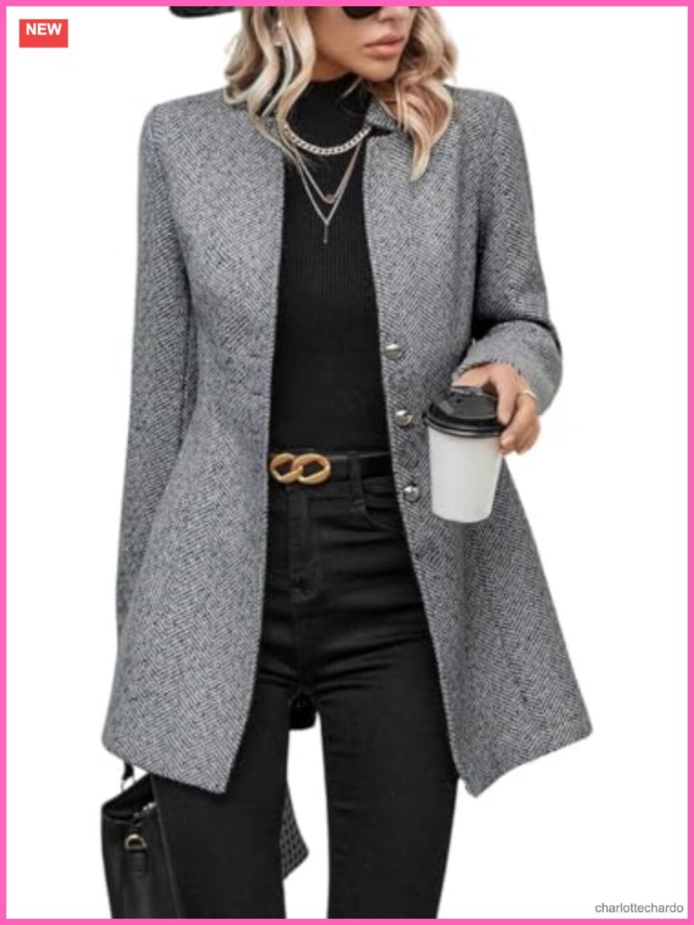 Women's Wool Blend Pea Coat Midi Length
